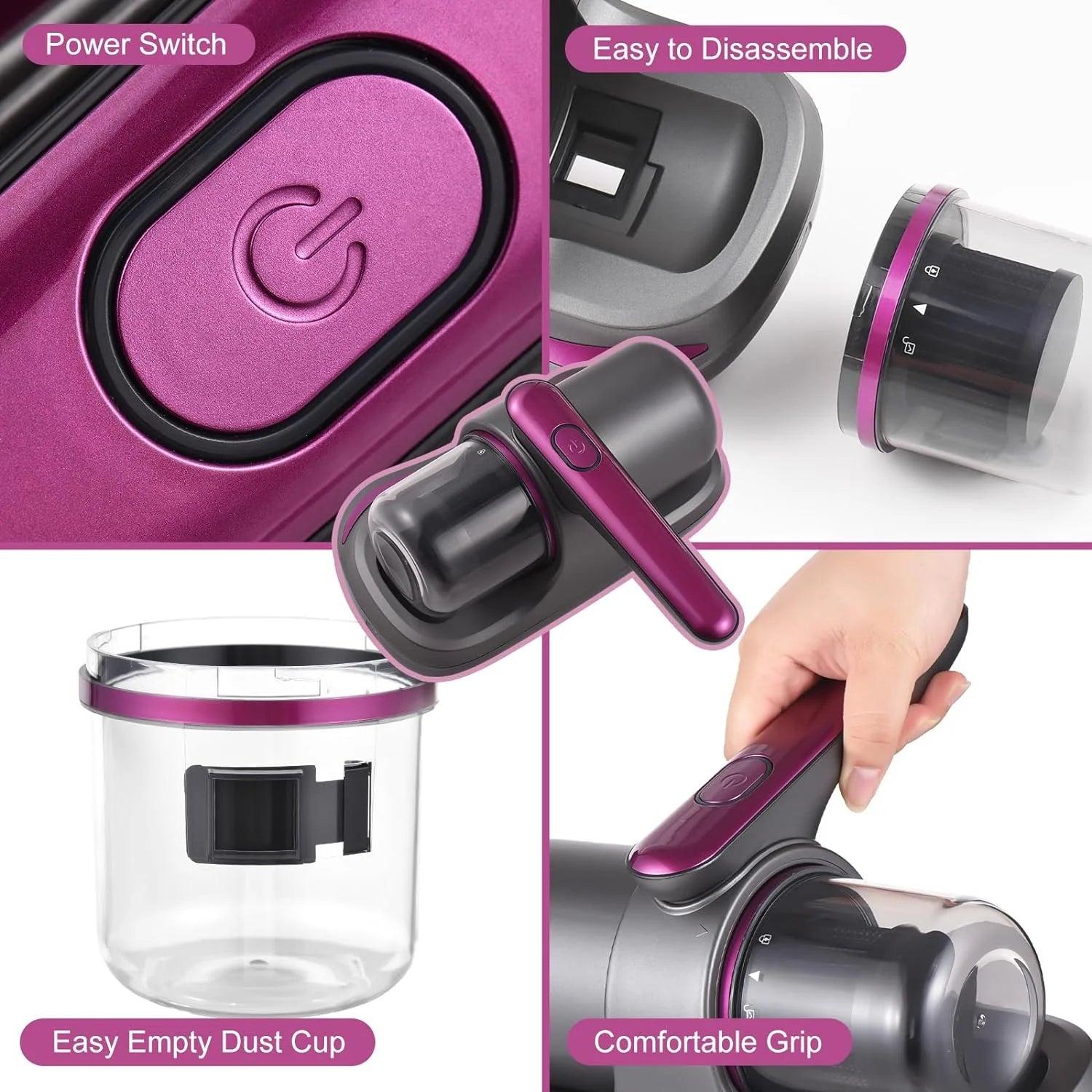 Aspirator Portabil cu Acumulator, 50W, Antiacarieni și Praf, cu Tehnologie UV-C pentru Dezinfectare Trendysale.ro