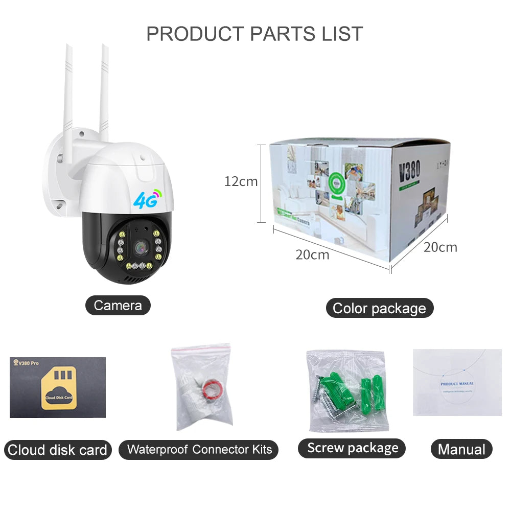 Camera 4G/LAN de Securitate Dasgut - Smart V380 Pro: Panoramica 355°, 3.0MP, Alimentare 220V Trendysale.ro