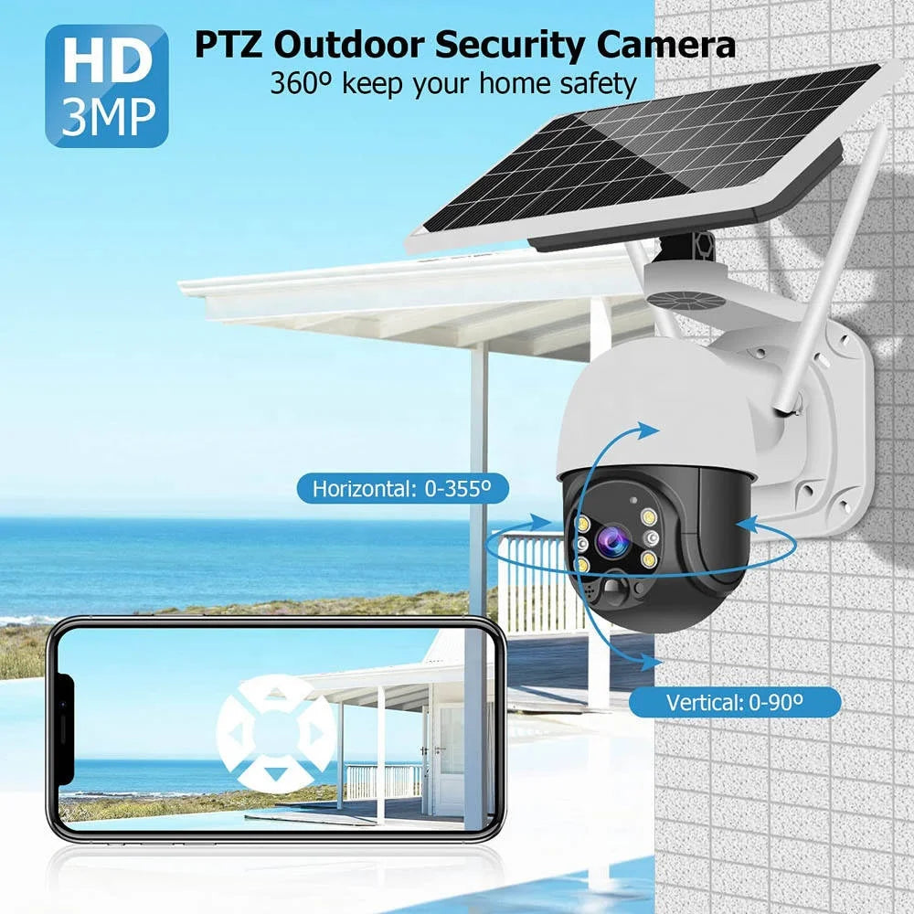 Camera Solara 4G Cartela SIM, Full HD1080p, 3 MP, Zoom 10X, Panou Solar 9W, IP 66, Vizualizare 350° Plus Card 32GB Trendysale.ro