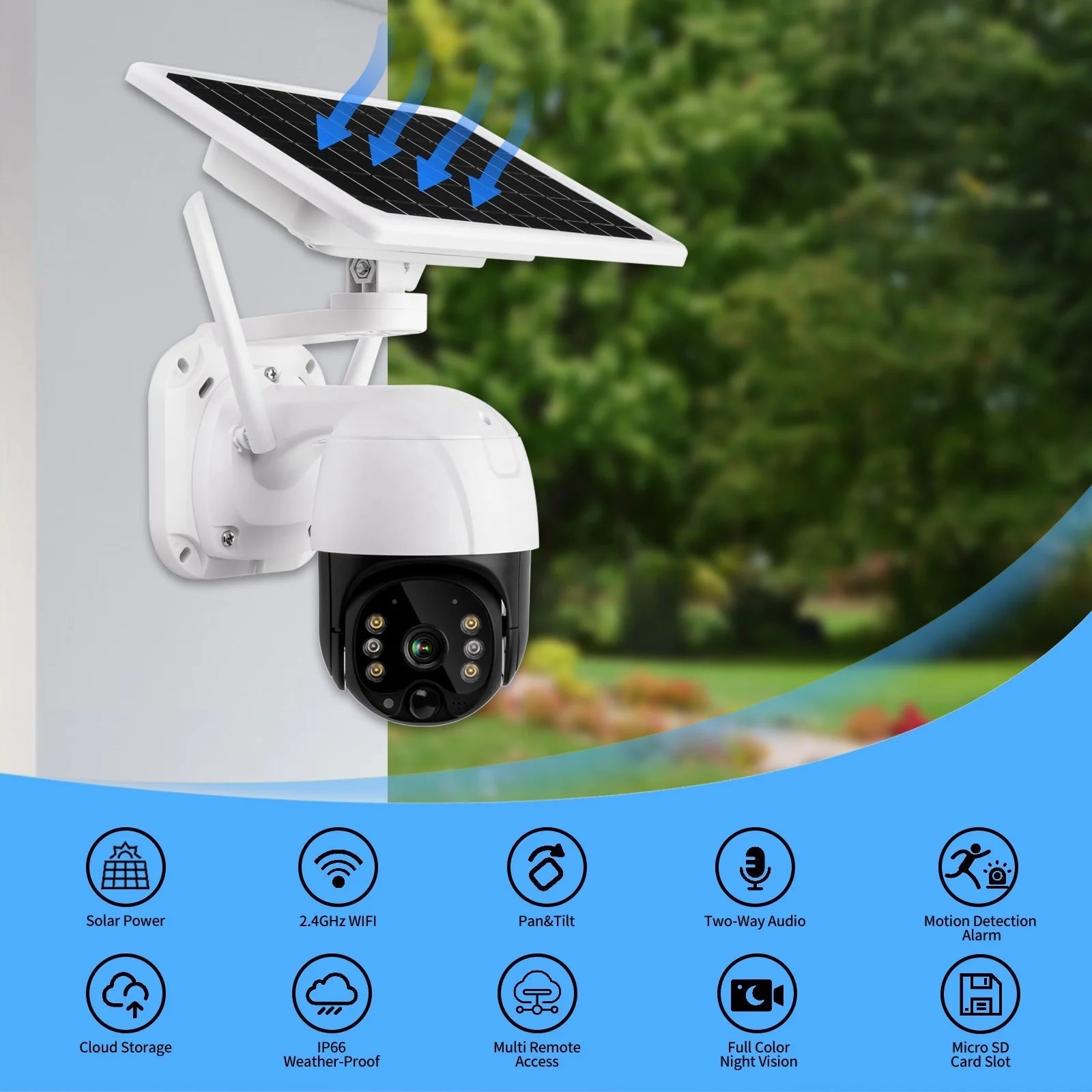 Camera Solara 4G Cartela SIM, Full HD1080p, 3 MP, Zoom 10X, Panou Solar 9W, IP 66, Vizualizare 350° Plus Card 32GB Trendysale.ro