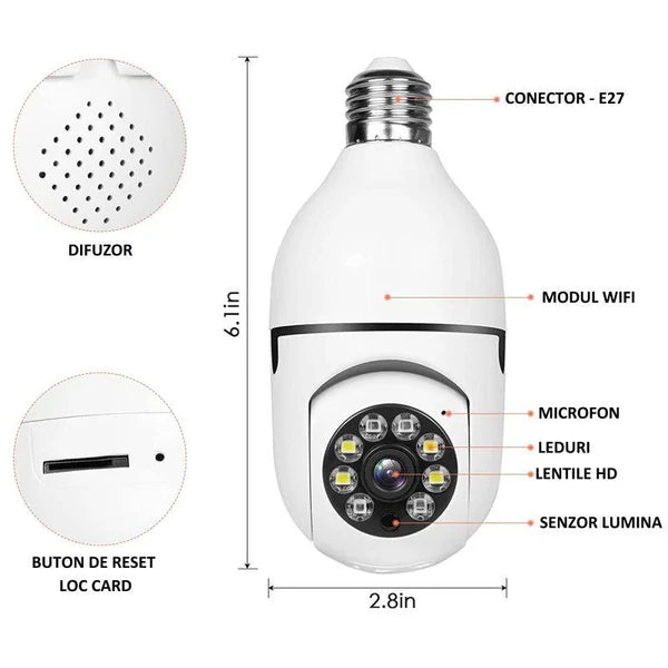 Camera Supraveghere FULL HD Panoramica, Wireless - Monitorizare 360 Trendysale.ro