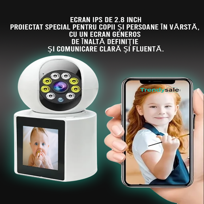 Camera de Supraveghere WiFi 360°, HD 1080p, Audio-Video, Senzor Miscare, Vedere Noaptea Trendysale.ro