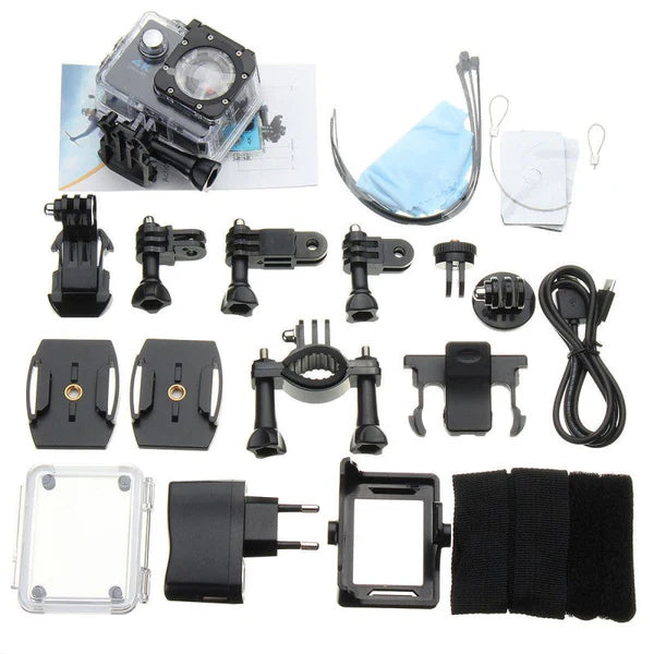 Camera sportiva ActionCam 4K, kit complet cu accesorii pentru aventuri Trendysale.ro