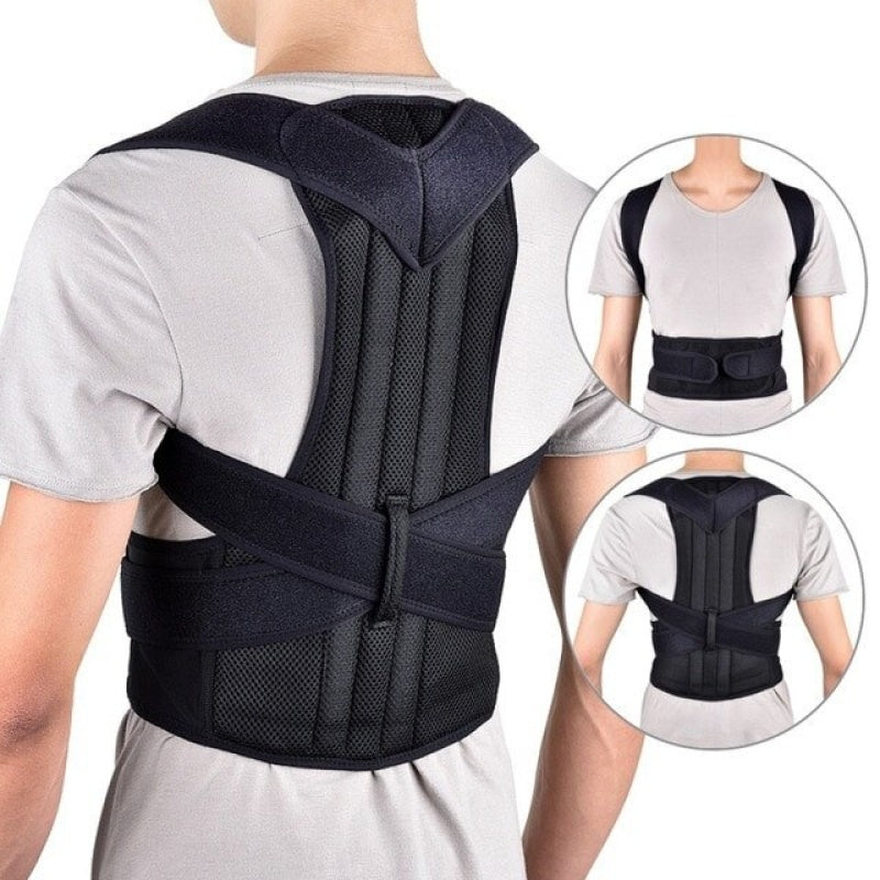 Corector Postural Unisex pentru Coloana, Corset cu Bretele Ajustabile, Negru Trendysale.ro