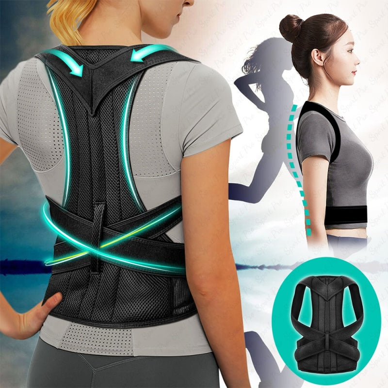 Corector Postural Unisex pentru Coloana, Corset cu Bretele Ajustabile, Negru Trendysale.ro