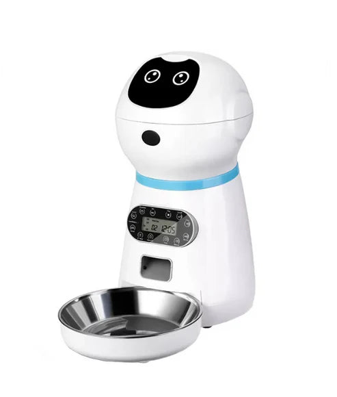 Dispenser automat pentru caini si pisici cu memorie, bol inox, 4 mese si comanda vocala Trendysale.ro