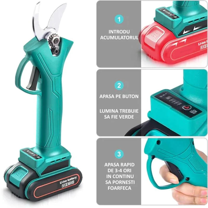 Foarfeca Electrica pentru Tuns Gradina si Pomi, 2 Acumulatori 36V, 5000mAh Trendysale.ro