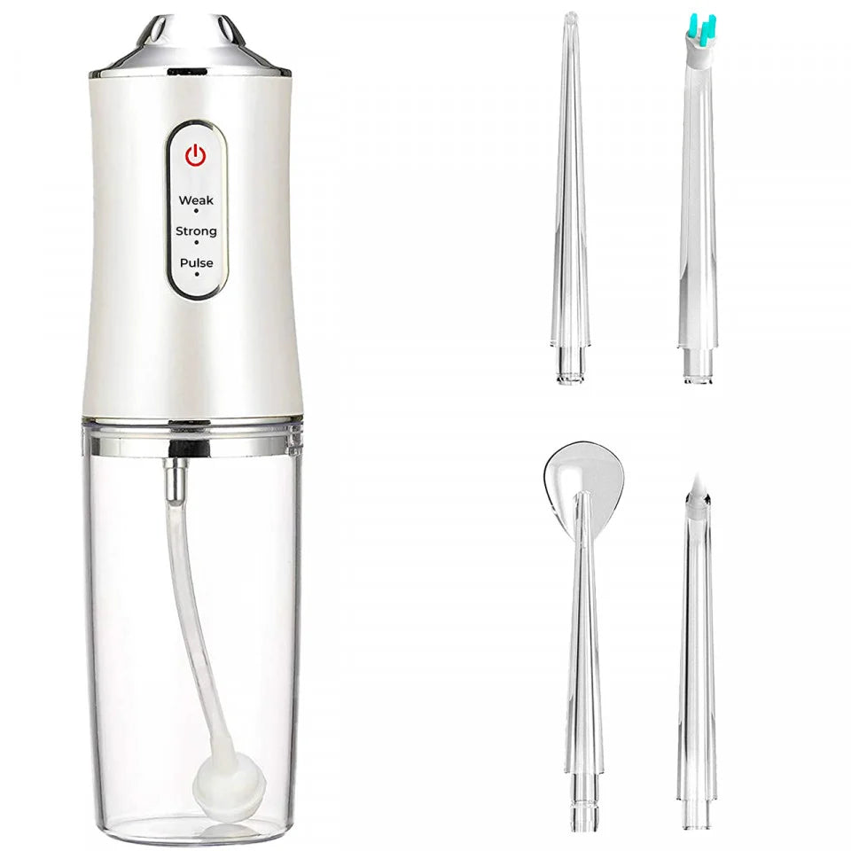 Irigator Oral Ultra-Portabil pentru Dus Bucal, 4 Capete de Curatare, Rezervor 220 ml Trendysale.ro