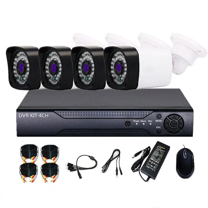 Kit Complet Supraveghere Video cu 4 Camere HD, DVR HDMI, USB pentru Interior si Exterior Trendysale.ro