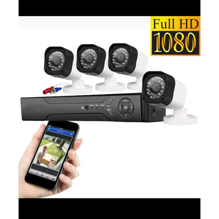 Kit Complet Supraveghere Video cu 4 Camere HD, DVR HDMI, USB pentru Interior si Exterior Trendysale.ro
