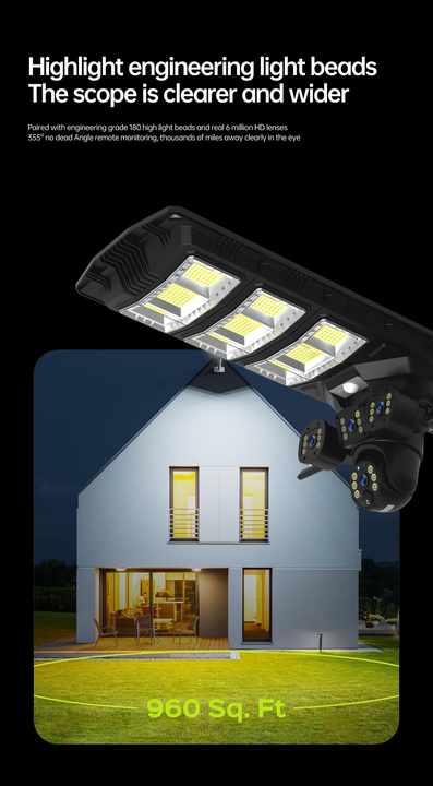 Lampa Solară LED + Cameră de Supraveghere WiFi – Iluminare și Securitate Inteligentă Trendysale.ro