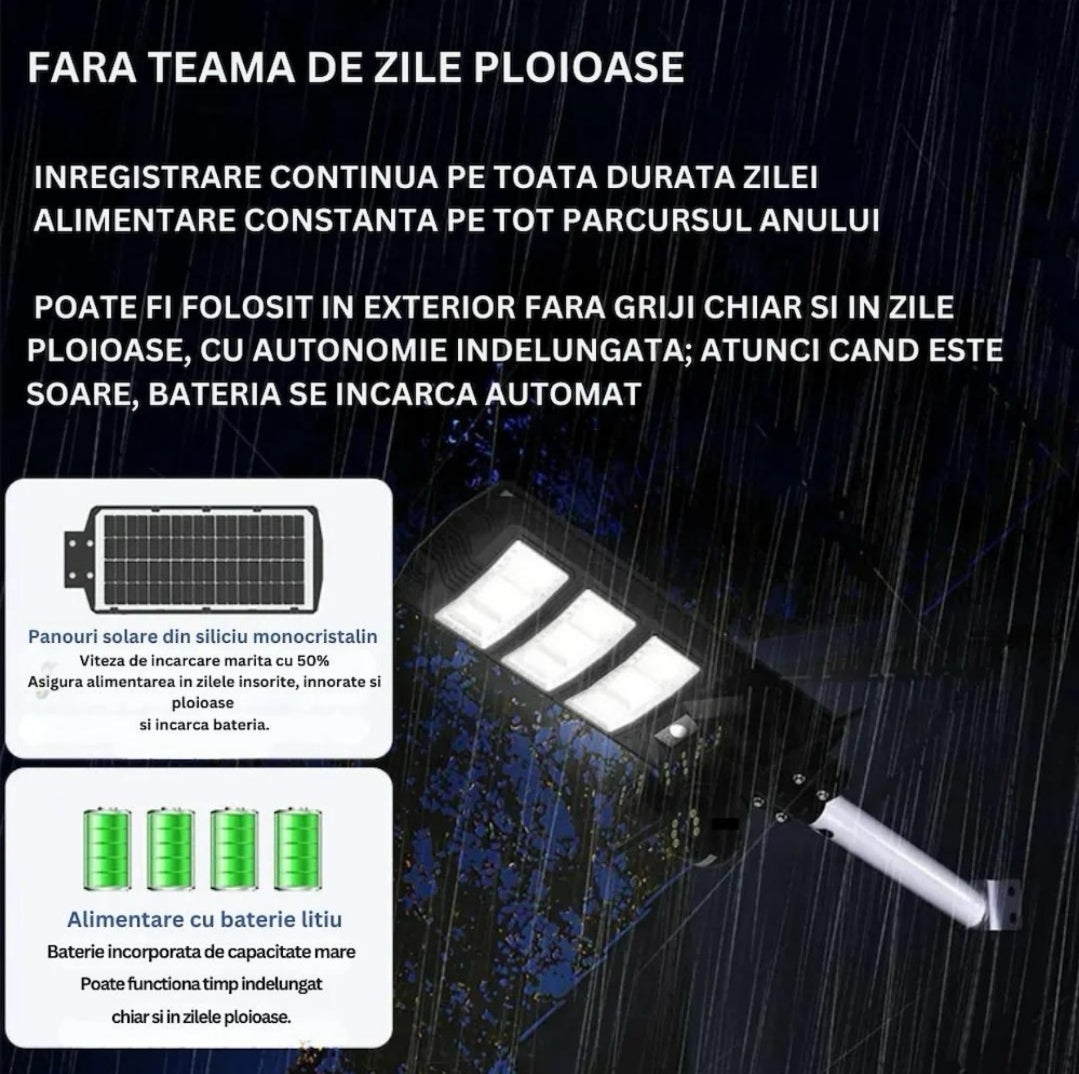 Lampa Solară LED + Cameră de Supraveghere WiFi – Iluminare și Securitate Inteligentă Trendysale.ro