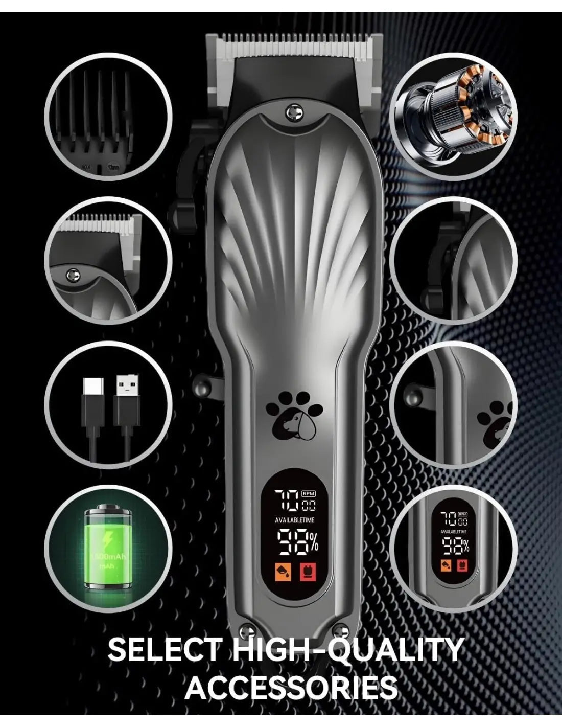 Masina de tuns caini, Profesionala, Dasgut, motor puternic, 7000RPM, taiere precisa, design ergonomic Trendysale.ro