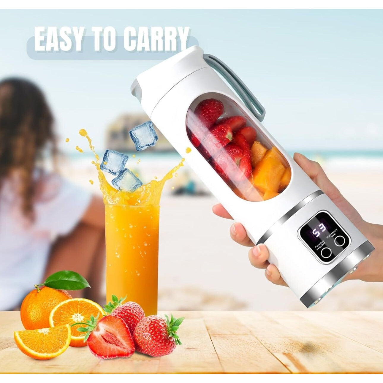 Mini Blender Portabil Cu Afisaj 450ml, 12000rpm, 12 lame Trendysale.ro