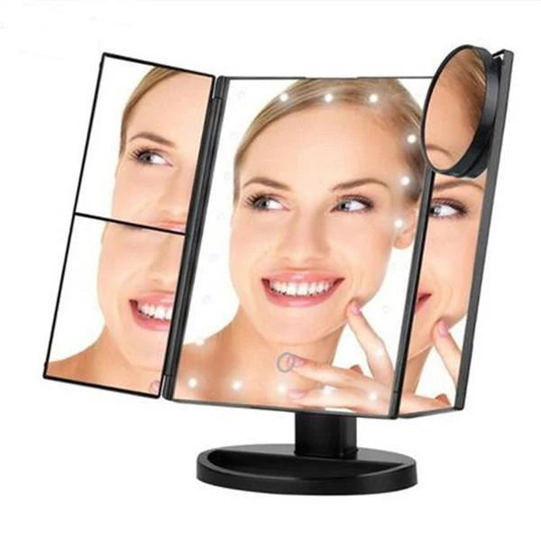 Oglinda Cosmetica LED cu Functie Extensibila, Marire Dubla si Tripla, Buton Tactil Trendysale.ro