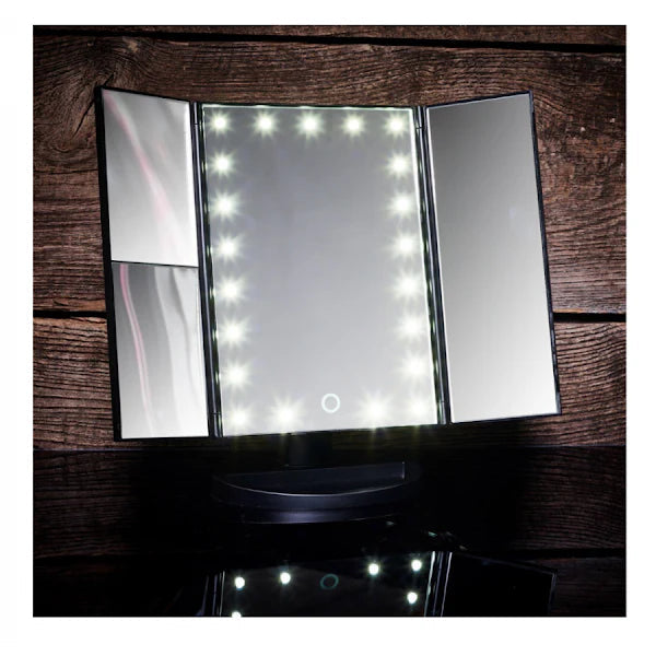 Oglinda Cosmetica LED cu Functie Extensibila, Marire Dubla si Tripla, Buton Tactil Trendysale.ro