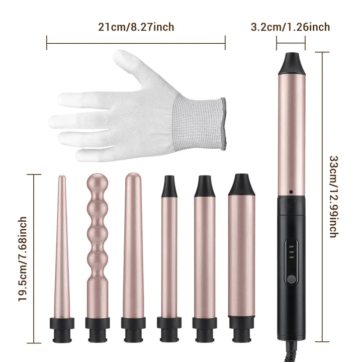 Ondulator Ceramic Profesional 6 in 1,  2 Setari de Temperatura (180°C - 210°C) Trendysale.ro