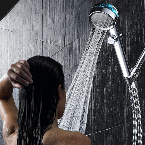 Para de Dus cu Presiune Inalta, Cap Rotativ, Elice, Filtru Anti-Calcar si Jet Vortex Trendysale.ro