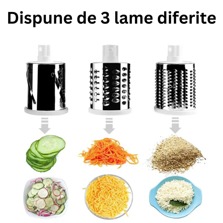 Razatoare Multifunctionala 3 IN 1 pentru Legume, Fructe si Nuci cu Maner Rotativ Trendysale.ro
