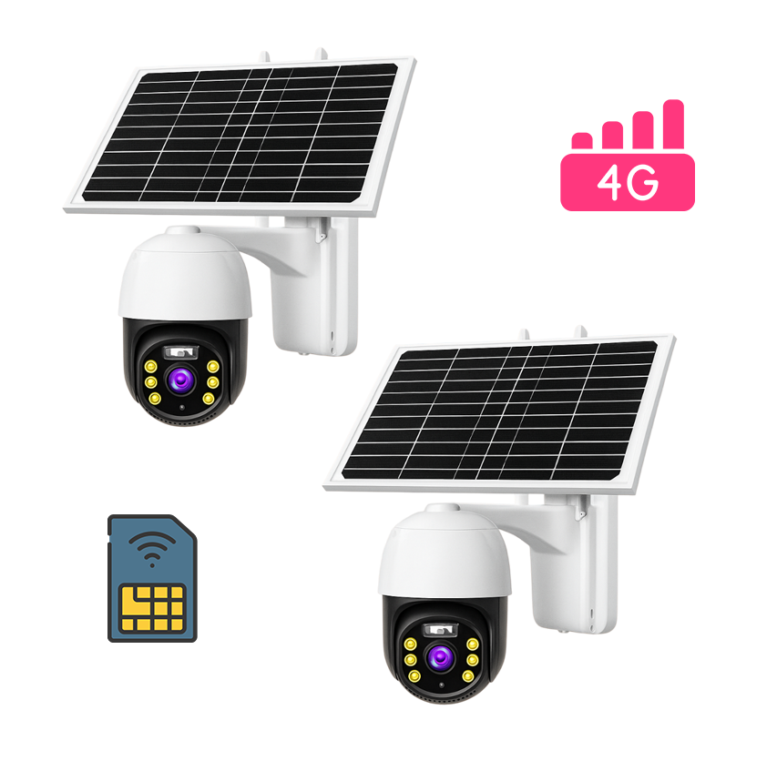SET 2 Camere supraveghere 5MP cu panou solar, rotire 355°, IP66, 4G Trendysale.ro