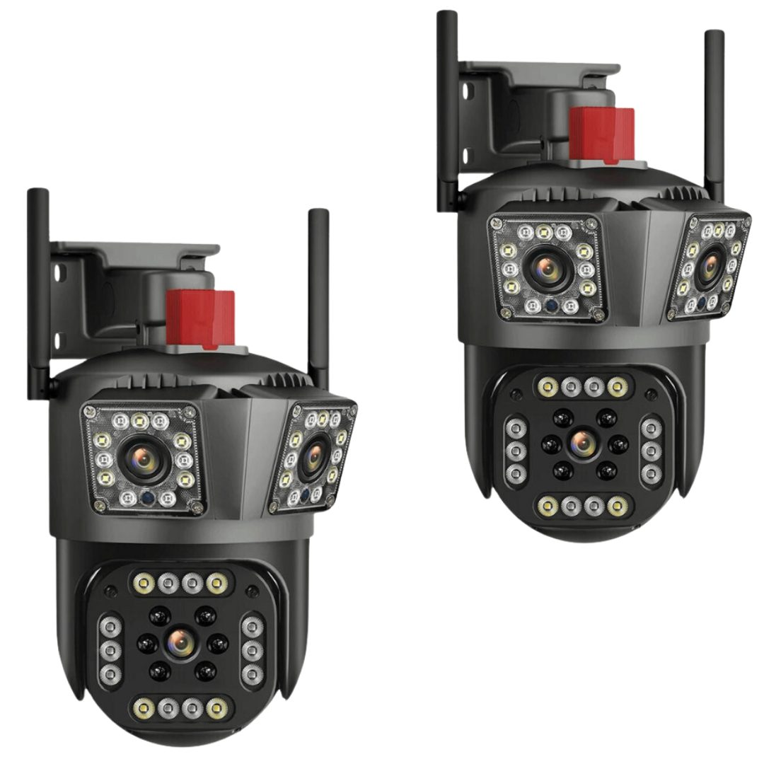 SET 2X Camere Triple Wi-Fi 6K 12MP, Audio bidirectional, AI Motion Detection, Night Vision, PTZ 355°/90°, IP66 Trendysale.ro