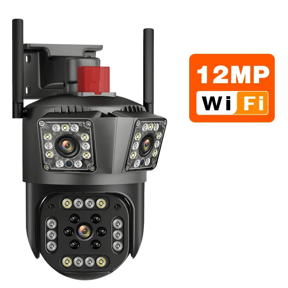 SET 2X Camere Triple Wi-Fi 6K 12MP, Audio bidirectional, AI Motion Detection, Night Vision, PTZ 355°/90°, IP66 Trendysale.ro