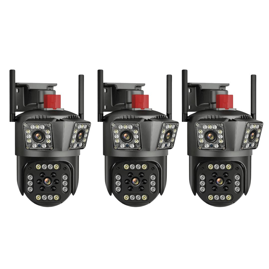 SET 3X Camere Triple Wi-Fi 6K 12MP, Audio bidirectional, AI Motion Detection, Night Vision, PTZ 355°/90°, IP66 Trendysale.ro