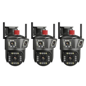 SET 3X Camere Triple Wi-Fi 6K 12MP, Audio bidirectional, AI Motion Detection, Night Vision, PTZ 355°/90°, IP66 Trendysale.ro