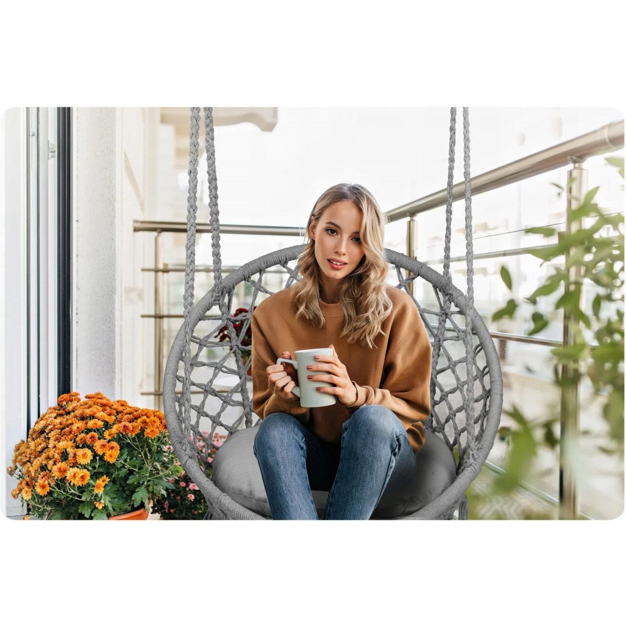 Scaun tip leagăn, balansoar suspendat, hamac, interior, exterior Trendysale.ro