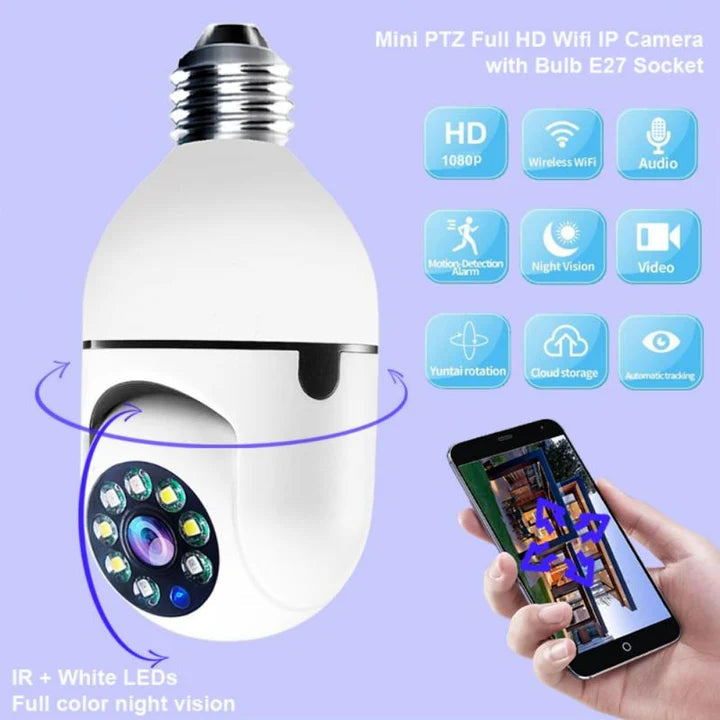 Set 2 Camere IP HD Smart-Bulb cu Senzor PIR 90° si Rotatie 355° Trendysale.ro