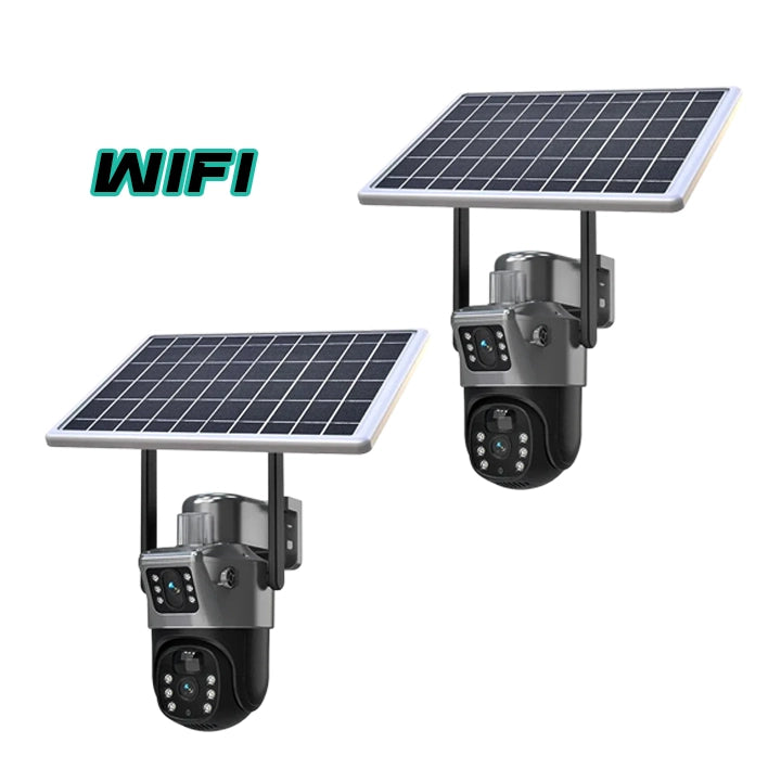 Set 2 Camere Video Supraveghere 4K - Wifi sau 4G, 2 Lentile, Panou Solar, 360° Trendysale.ro