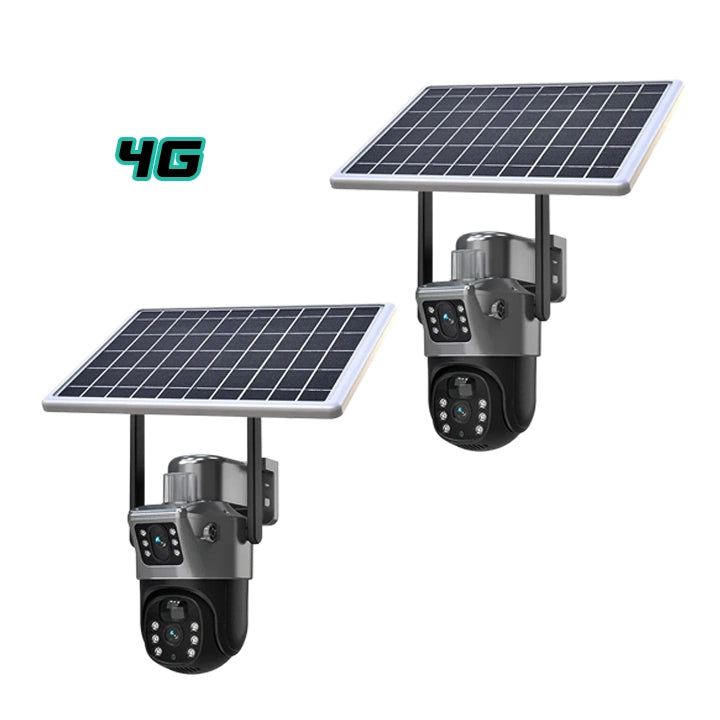 Set 2 Camere Video Supraveghere 4K - Wifi sau 4G, 2 Lentile, Panou Solar, 360° Trendysale.ro