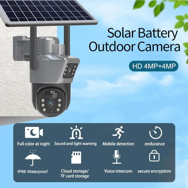 Set 2 Camere Video Supraveghere 4K - Wifi sau 4G, 2 Lentile, Panou Solar, 360° Trendysale.ro