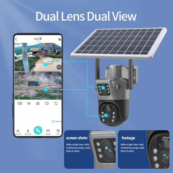 Set 2 Camere Video Supraveghere 4K - Wifi sau 4G, 2 Lentile, Panou Solar, 360° Trendysale.ro