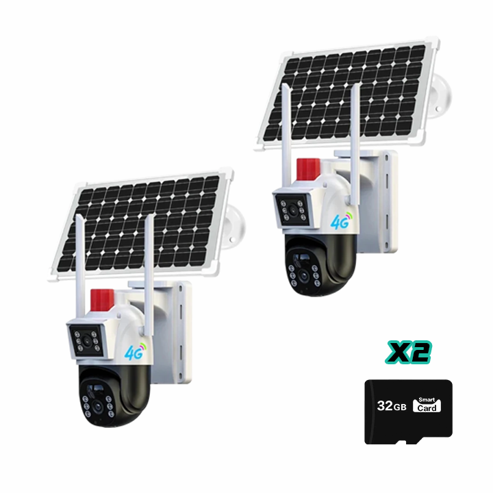 Set 2 Camere de Supraveghere Solara cu Dubla Lentila, 4G SIM, Dasgut, 2x3MP + Card 32GB Trendysale.ro