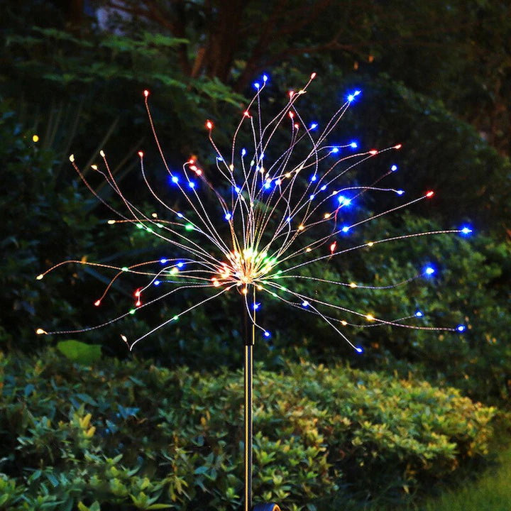 Set 2 Lampa Solara Tip Artificii cu Suport de Metal, 120 LED Multicolor Trendysale.ro