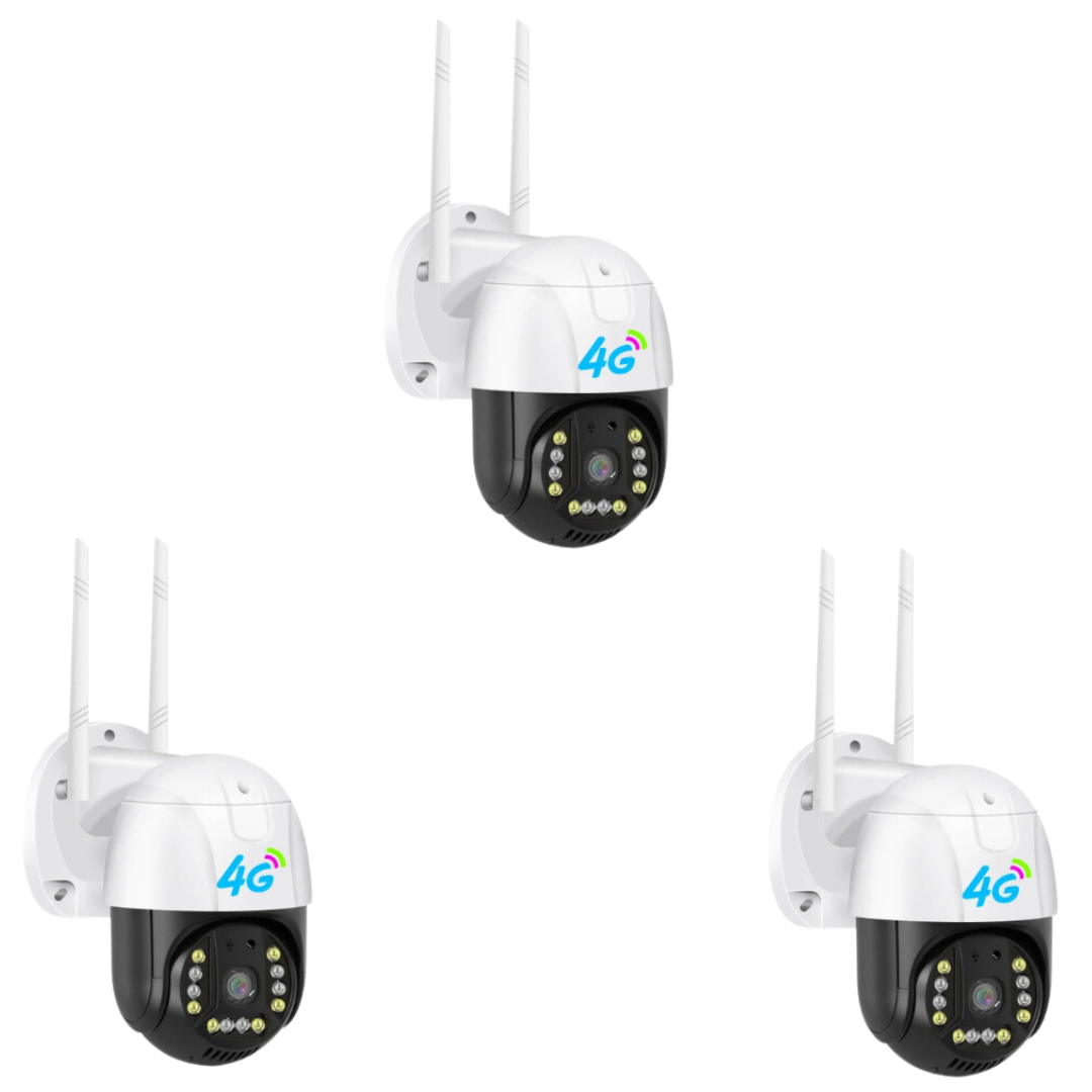 Set 3 Camere Securitate 4G si LAN Dasgut V380 Pro, 3.0MP, Panoramica, 220V + 3 carduri de memorie Trendysale.ro