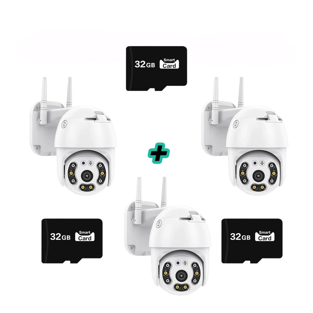 Set 3 Camere supraveghere exterior, rotativa, WI-FI, IP66, Full HD 1080p + 3 carduri de memorie Trendysale.ro