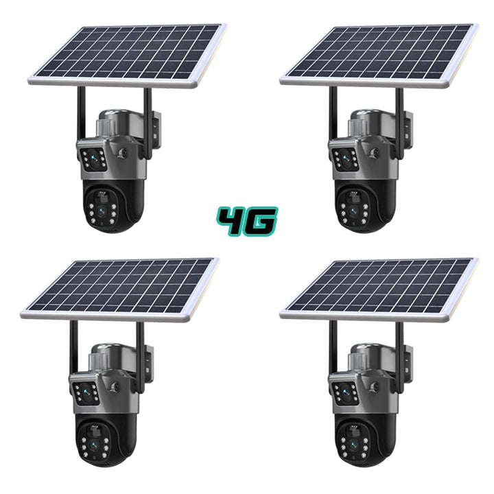 Set 4 Camere Video Supraveghere 4K - Wifi sau 4G, 2 Lentile, Panou Solar, 360° Trendysale.ro