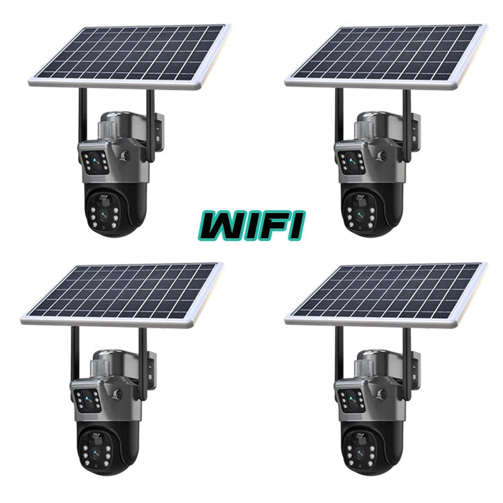 Set 4 Camere Video Supraveghere 4K - Wifi sau 4G, 2 Lentile, Panou Solar, 360° Trendysale.ro