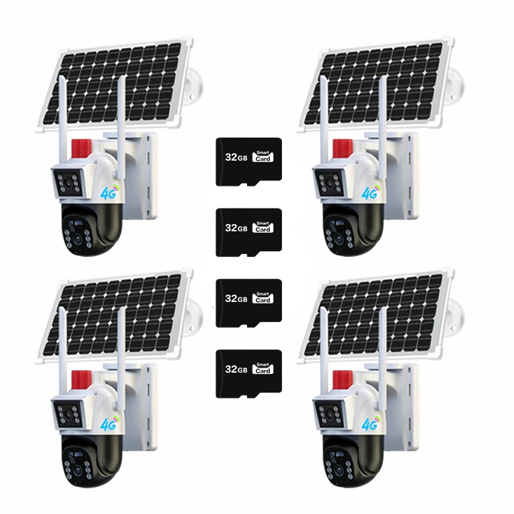 Set 4 Camere de Supraveghere Solara cu Dubla Lentila, 4G SIM, Dasgut, 2x3MP + Card 32GB Trendysale.ro