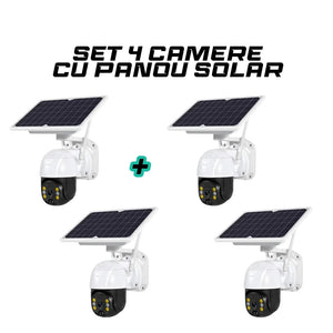 Set 4 Camere de supraveghere exterior 4G 1080HD, IP60, panou solar, vedere nocturna Trendysale.ro