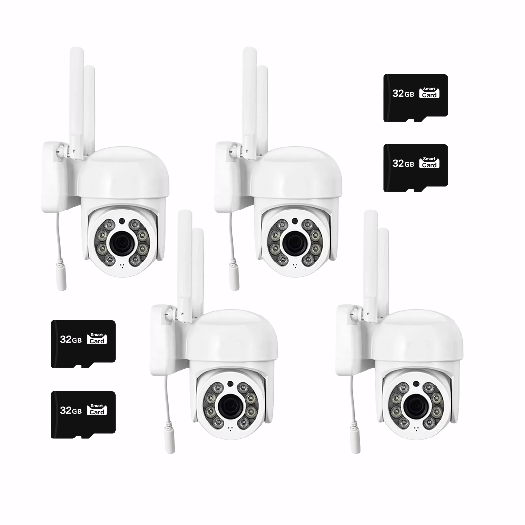Set 4 X Camere de supraveghere, Smart IP, 2 MP + 4 carduri de memorie Trendysale.ro