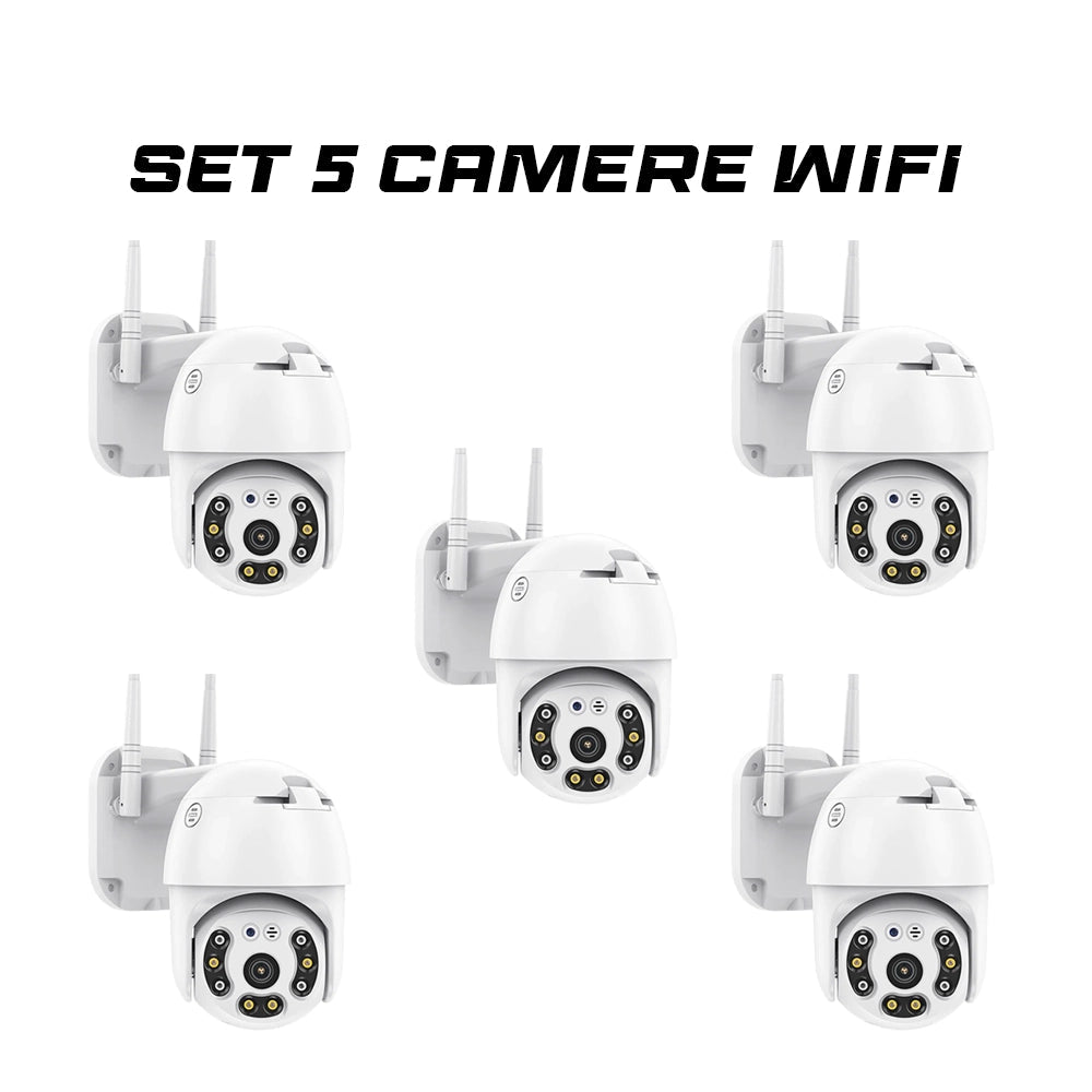 Set 5 Camere supraveghere exterior, rotativa, WI-FI, IP66, Full HD 1080p Trendysale.ro