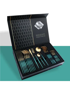 Set de tacamuri 24 piese, design elegant, din otel inoxidabil Trendysale.ro