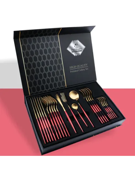 Set de tacamuri 24 piese, design elegant, din otel inoxidabil Trendysale.ro