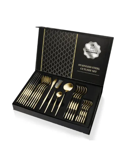 Set de tacamuri 24 piese, design elegant, din otel inoxidabil Trendysale.ro