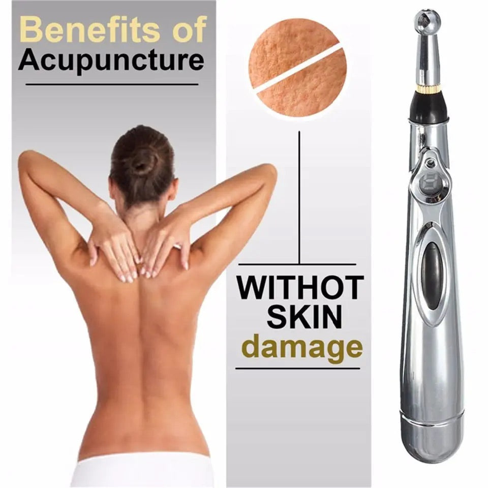 Stilou Electric pentru Masaj, Electrostimulare si Acupunctura Fara Ace, 9 Viteze, 3 Capete Interschimbabile Trendysale.ro