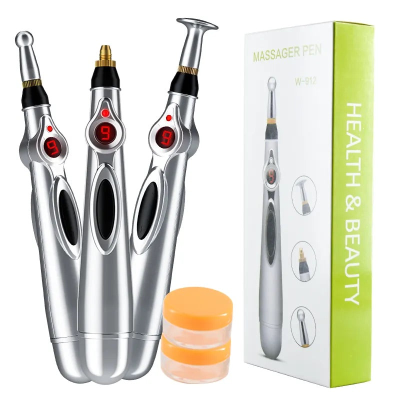 Stilou Electric pentru Masaj, Electrostimulare si Acupunctura Fara Ace, 9 Viteze, 3 Capete Interschimbabile Trendysale.ro