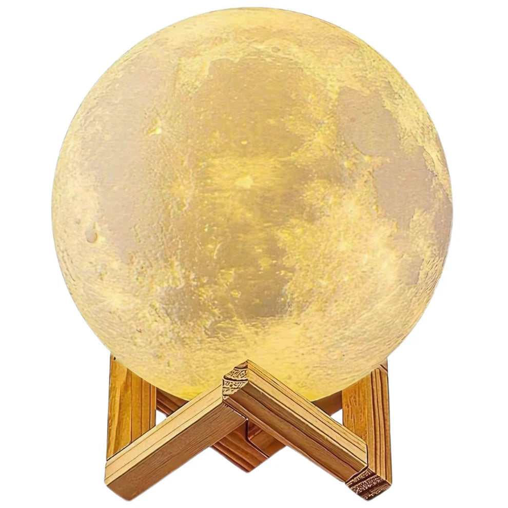 Umidificator aromaterapie, tip lampa de veghe, forma de luna 15 cm, suport inclus, alb cald, rece si neutru Trendysale.ro
